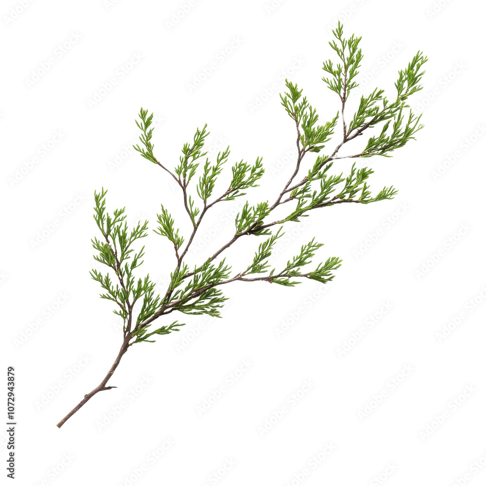 A detailed view of a green evergreen branch showcasing its delicate leaves and organic structure. Ideal for nature themes and botanical illustrations. A detailed view of a green evergreen branch showcasing its delicate leaves and organic structure. Ideal for nature themes and botanical illustrations.