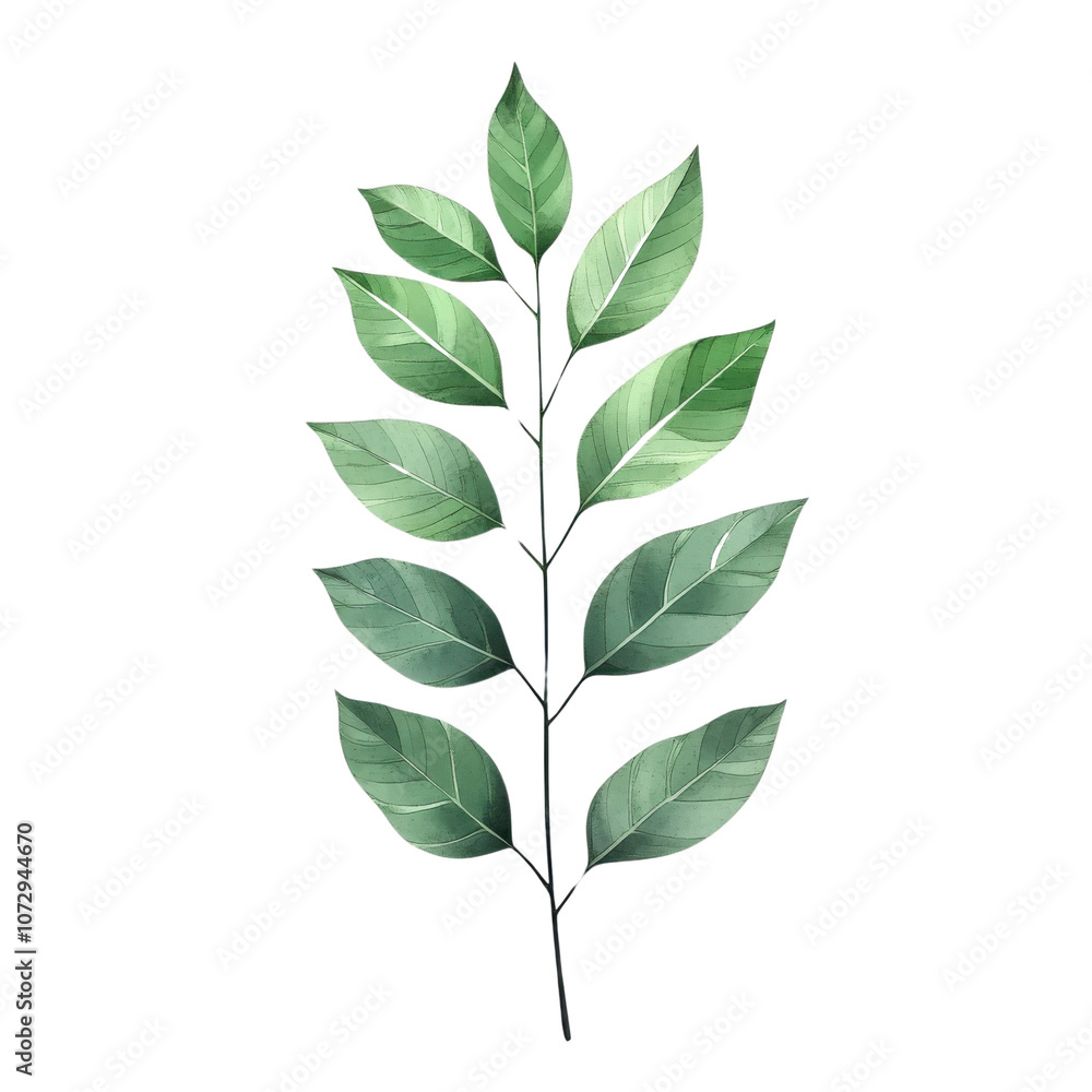 Naklejka premium A vibrant green leaf, elegantly detailed, showcasing the beauty of nature. Perfect for themes of growth, freshness, and environmental awareness.