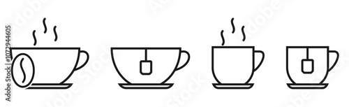 outline tea and coffee cup icon