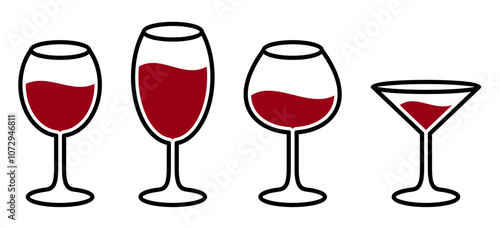 various glass of wine icon