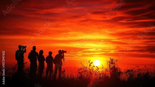 Young Travelers Enjoying a Stunning Sunset View