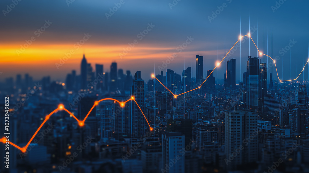 Abstract business team stands on the peak of success amid tall, innovative Smart city and graphs with statistics to analyze business potential and predict future developments in company growth. Abstract business team stands on the peak of success amid tall, innovative Smart city and graphs with statistics to analyze business potential and predict future developments in company growth.