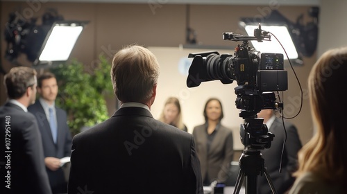 A crisis management team conducting media training for company spokespeople