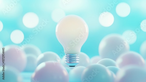 A light bulb is surrounded by many other light bulbs