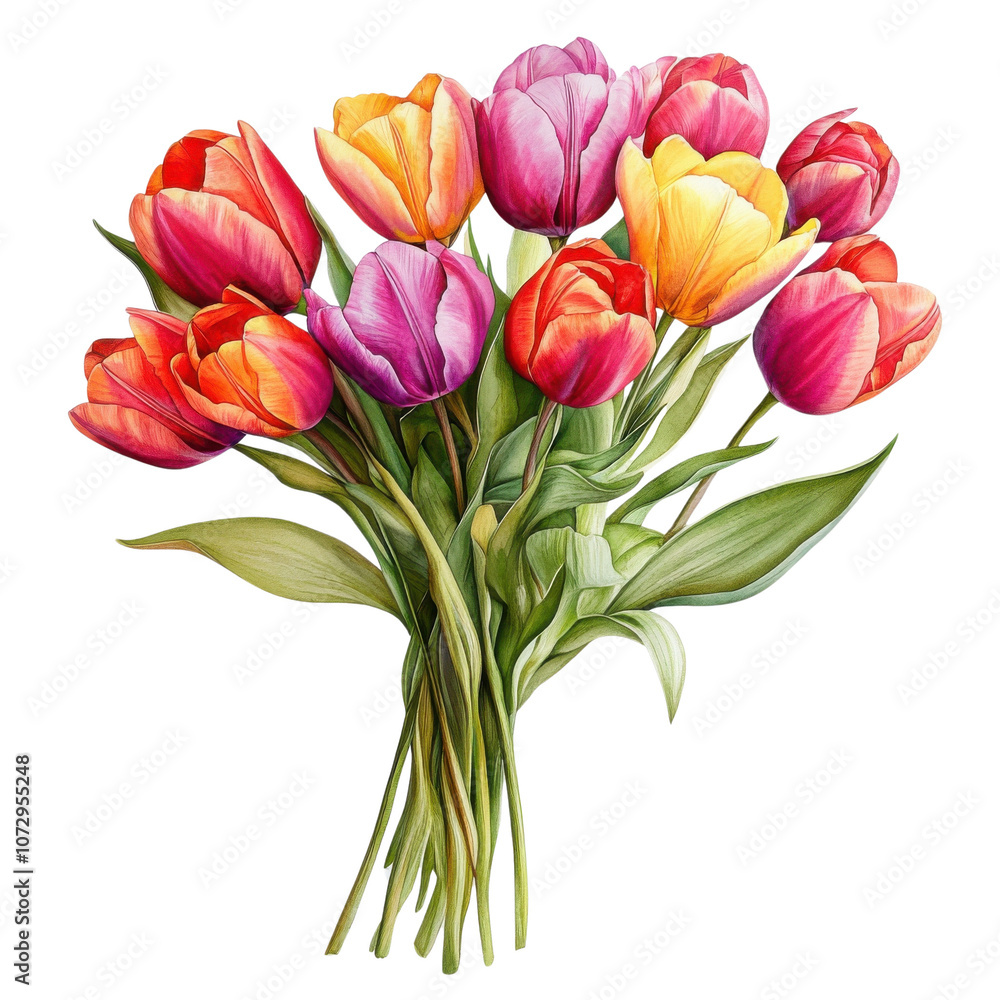 A vibrant bouquet of colorful tulips showcasing shades of pink, yellow, and orange, perfect for spring decor or a cheerful gift. A vibrant bouquet of colorful tulips showcasing shades of pink, yellow, and orange, perfect for spring decor or a cheerful gift.