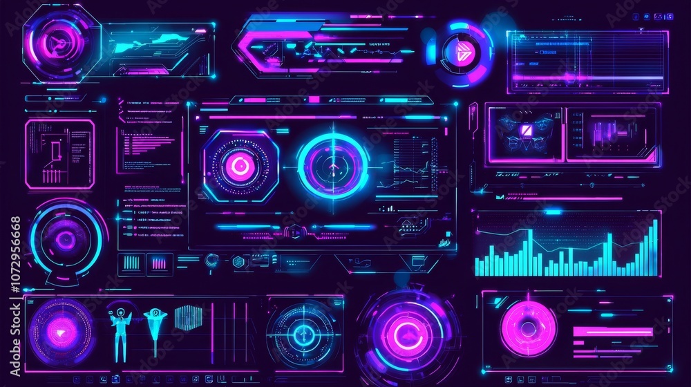 Futuristic Digital Interface with AI Elements and Design Futuristic Digital Interface with AI Elements and Design