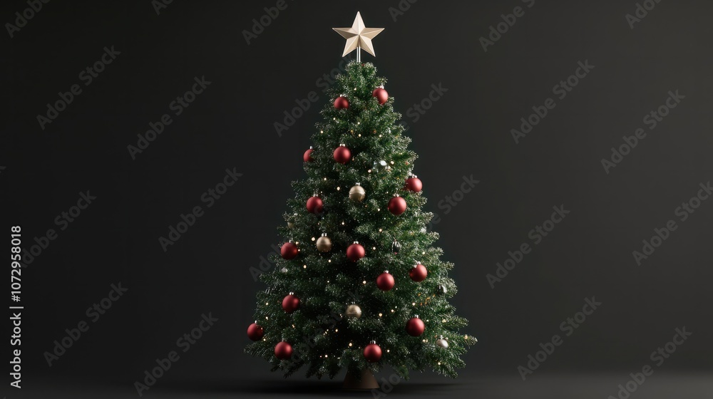 Decorated Christmas Tree With Star On Top Decorated Christmas Tree With Star On Top
