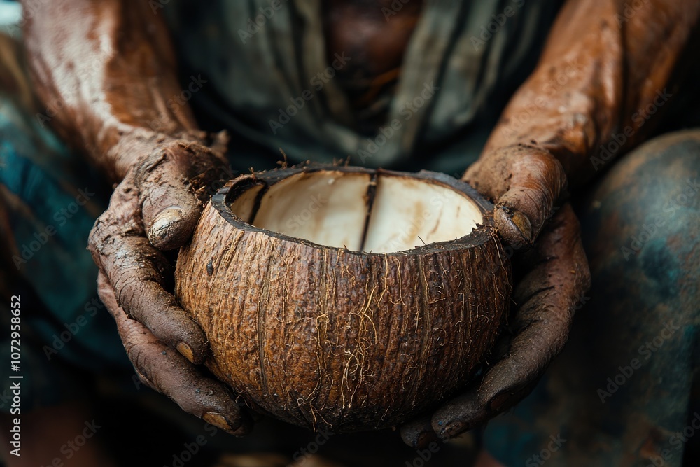 Obraz premium Rustic Coconut Shell in Natural Setting