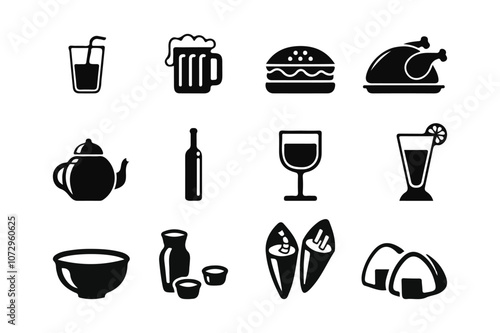 silhouette food icon vector art illustration