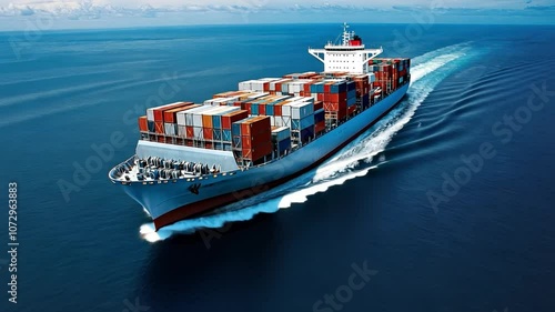 Maritime transportation managing global shipping logistics. photo