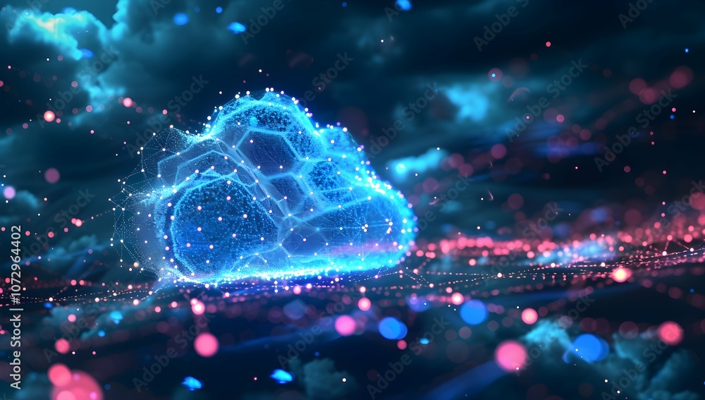 Obraz premium Cloud computing technology and online data storage for business network concept. Computer connects to internet server service for cloud data transfer presented service, backup .