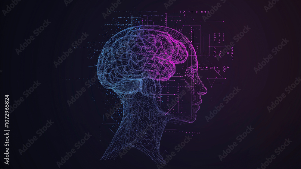 Illustration of a human silhouette with the brain highlighted. World Logic Day Illustration of a human silhouette with the brain highlighted. World Logic Day