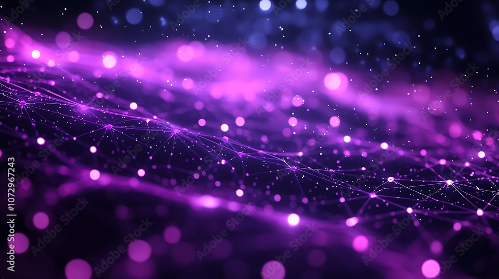A neural network ready to start with a purple gradient color, neural network connection background A neural network ready to start with a purple gradient color, neural network connection background