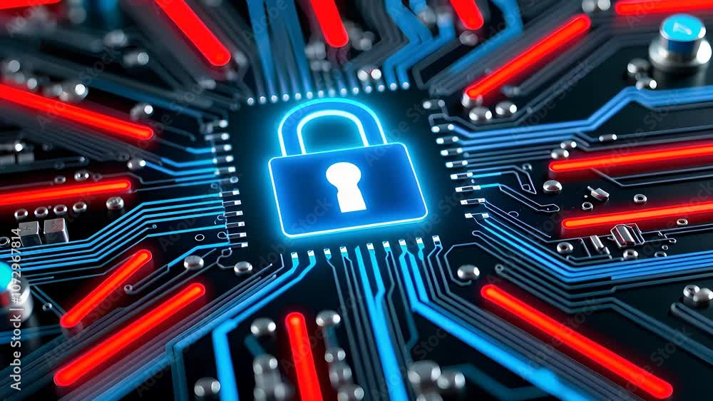Cybersecurity Concept with Digital Lock on Circuit Board
Cybersecurity Concept with Digital Lock on Circuit Board