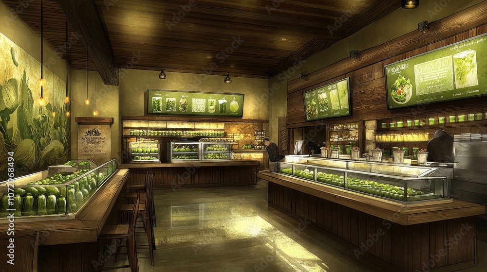 Modern Juice Bar with Transparent Blending Stations Modern Juice Bar with Transparent Blending Stations