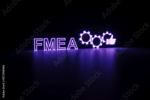 FMEA neon concept self illumination background 3D illustration photo