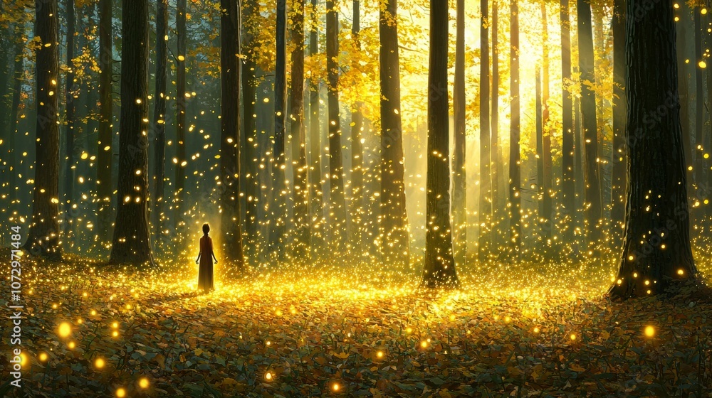 Obraz premium Serene Forest Setting with Mindfulness Practice