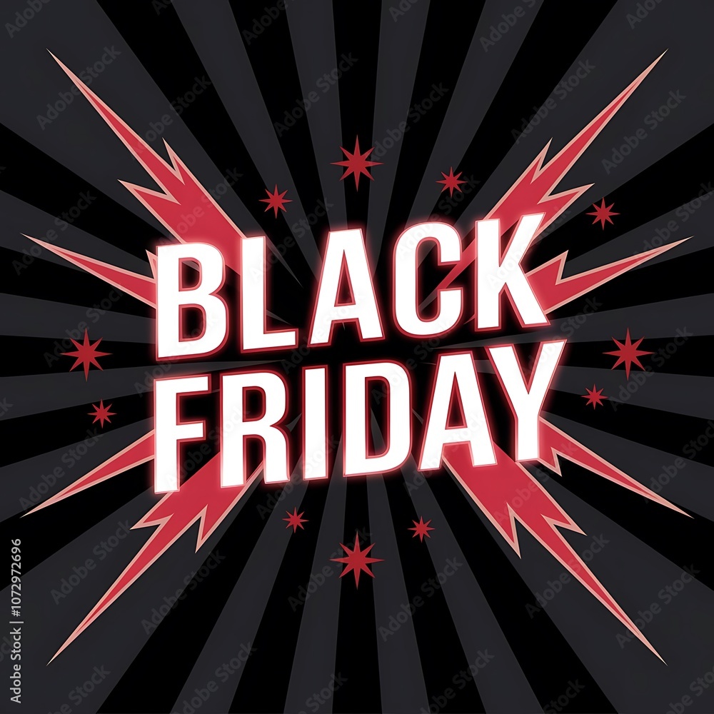Bold Black Friday Promotional Graphic with Striking Typography, Red Lightning Bolts, and Festive Bursts on a Dynamic Black Gradient Background Bold Black Friday Promotional Graphic with Striking Typography, Red Lightning Bolts, and Festive Bursts on a Dynamic Black Gradient Background
