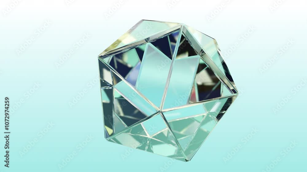 A geometric gem surface created in abstract 3D. Polygonal crystals on a modern background. Diamond reflection crystals rotate in the background, with an alpha matte and a looped, seamless 3D animation A geometric gem surface created in abstract 3D. Polygonal crystals on a modern background. Diamond reflection crystals rotate in the background, with an alpha matte and a looped, seamless 3D animation