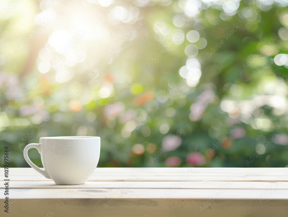 A serene cup of coffee in natural light. A serene cup of coffee in natural light.