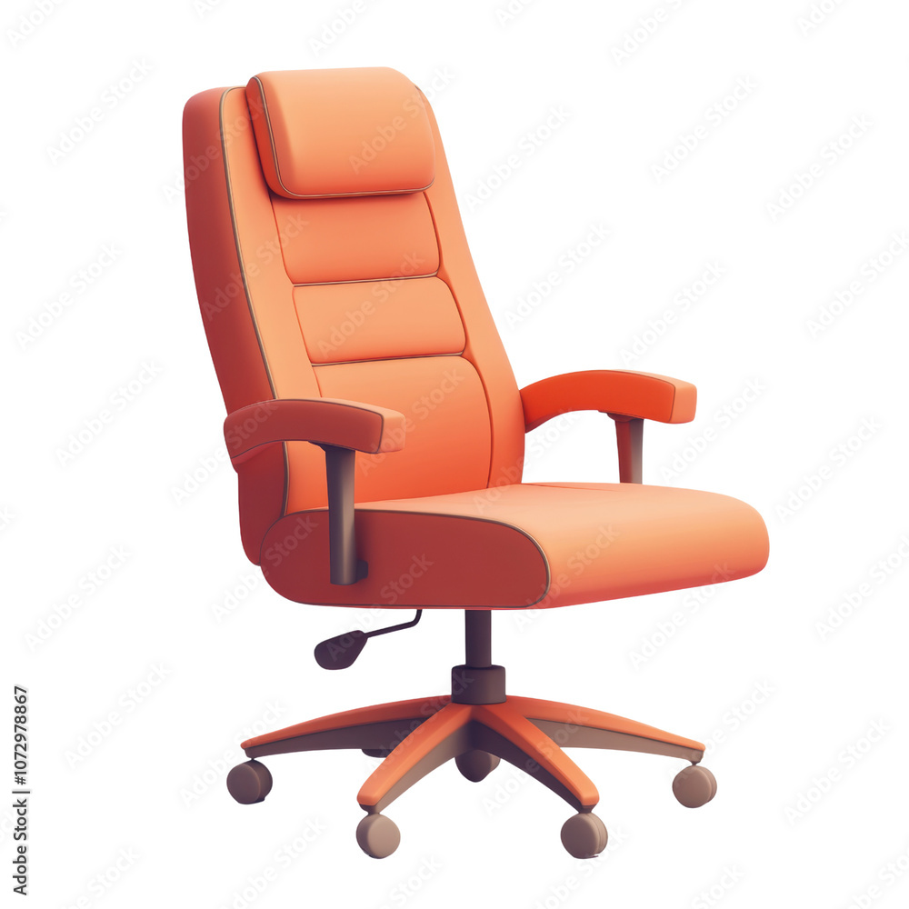 An ergonomic office chair in a vibrant orange color with cushioned seating and adjustable features. An ergonomic office chair in a vibrant orange color with cushioned seating and adjustable features.