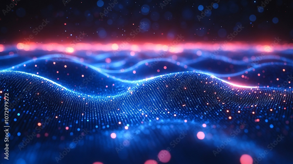 Neon Lights Above Floating Points in Blue Waves Neon Lights Above Floating Points in Blue Waves