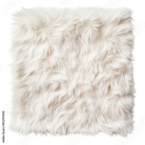 A plush, white fur square with soft, textured fibers that creates a cozy and luxurious appearance.