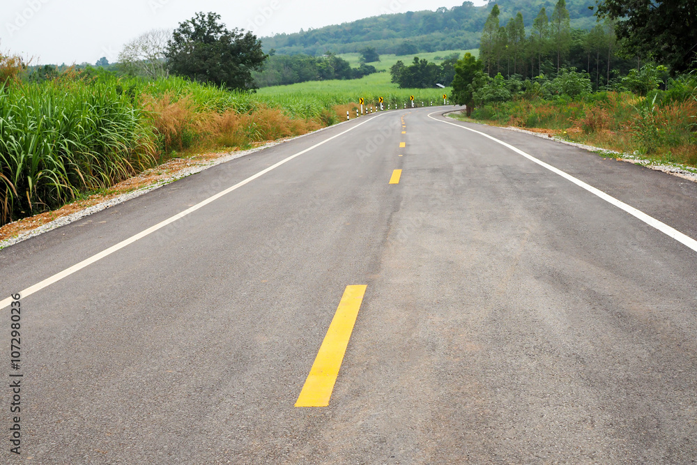 Newly completed asphalt road