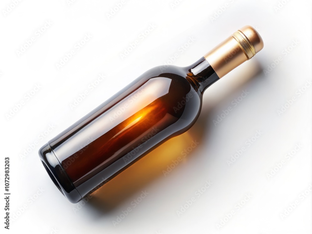 Elegant Top View of a Wine Bottle Isolated on a Crisp White Background, Perfect for Beverage Promotions, Restaurant Menus, or Wine Tasting Events Elegant Top View of a Wine Bottle Isolated on a Crisp White Background, Perfect for Beverage Promotions, Restaurant Menus, or Wine Tasting Events