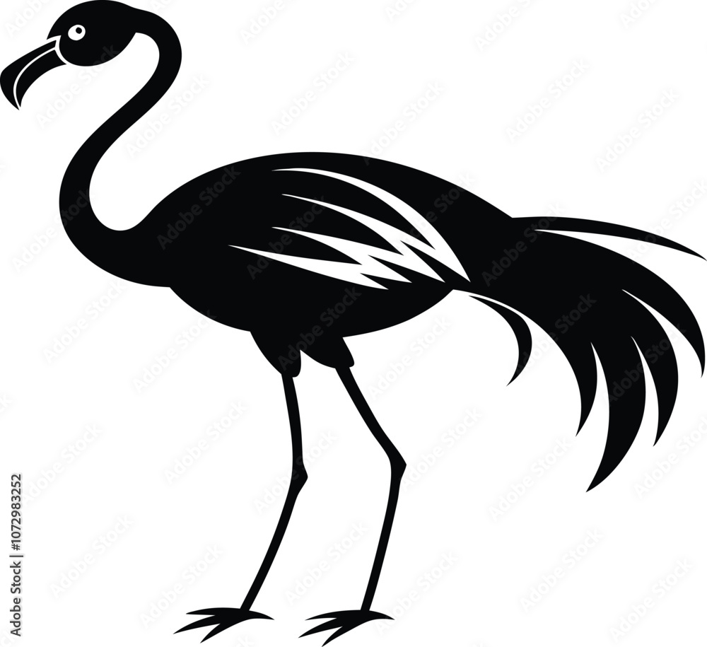 flamingo silhouette, tropical bird flamingo vector illustration flamingo silhouette, tropical bird flamingo vector illustration
