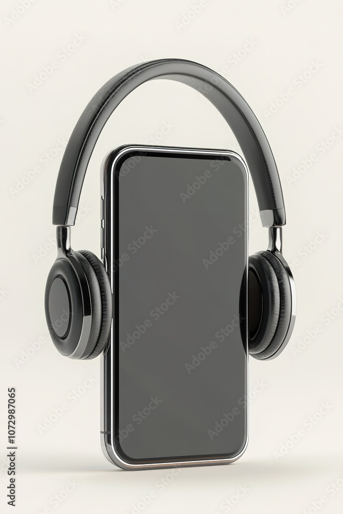 Smartphone with headphones for music concept Smartphone with headphones for music concept