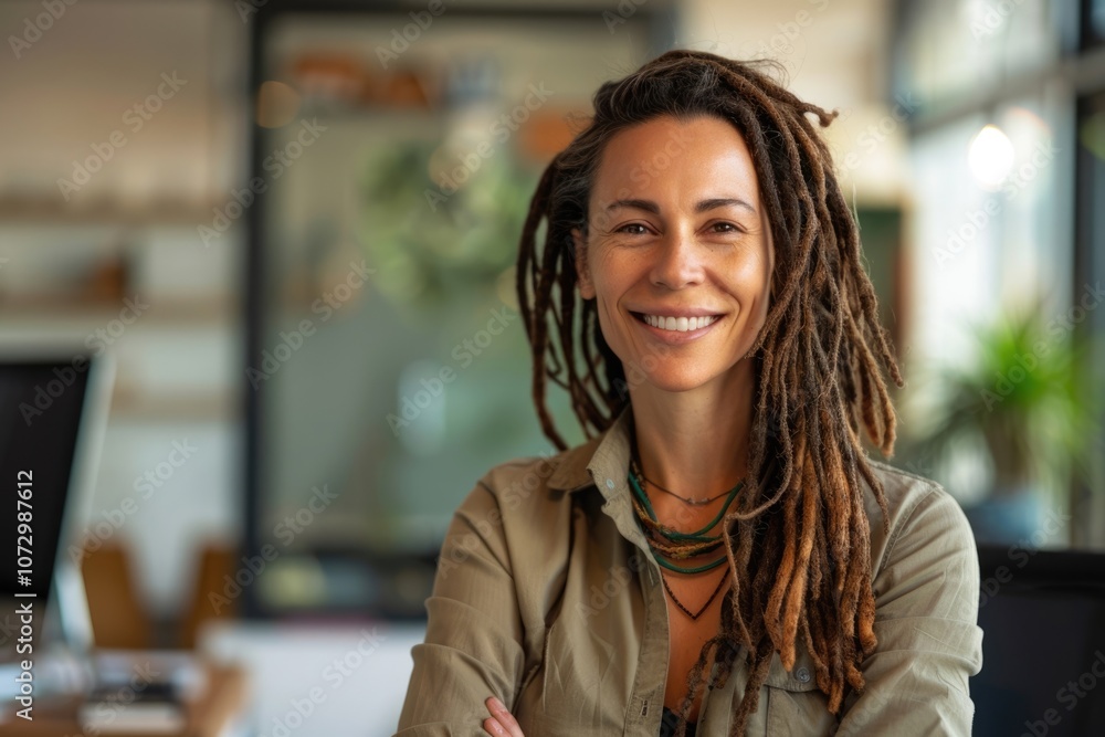 woman with dreadlocks smiling woman with dreadlocks smiling