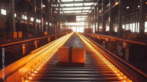 Conveyor belt moving packages towards outbound