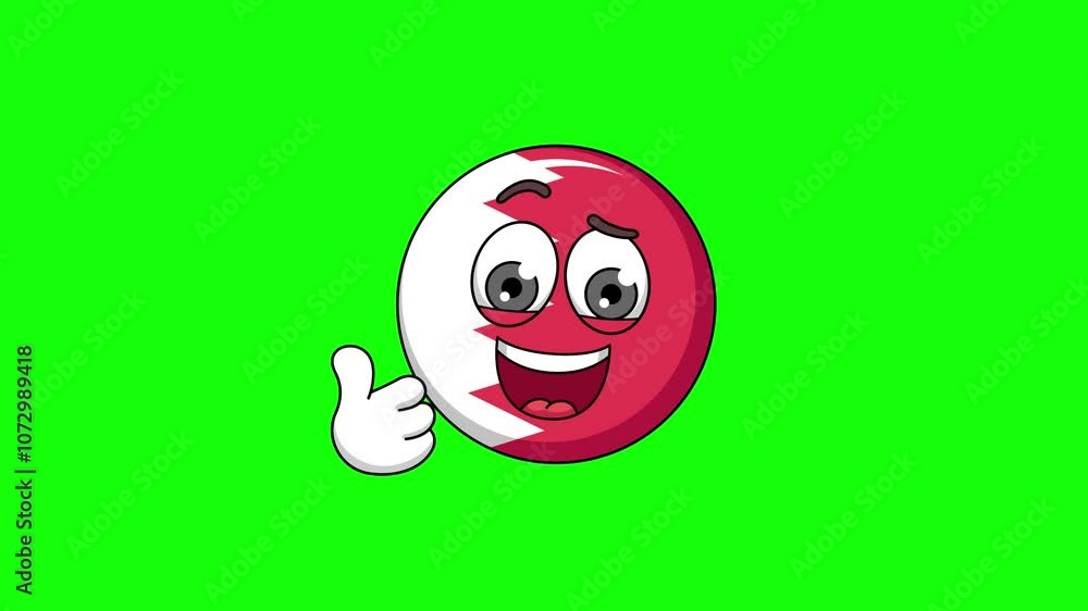 Thumbs-up bahrain cartoon loop animation on a green screen Thumbs-up bahrain cartoon loop animation on a green screen
