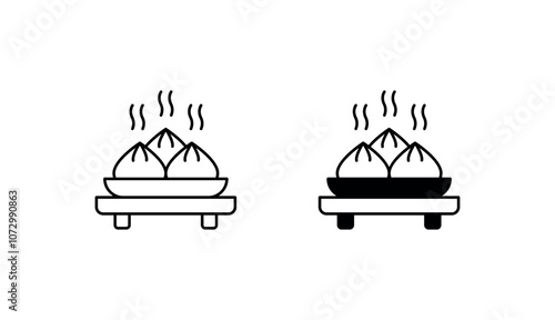 Chinese Bun icon design with white background stock illustration