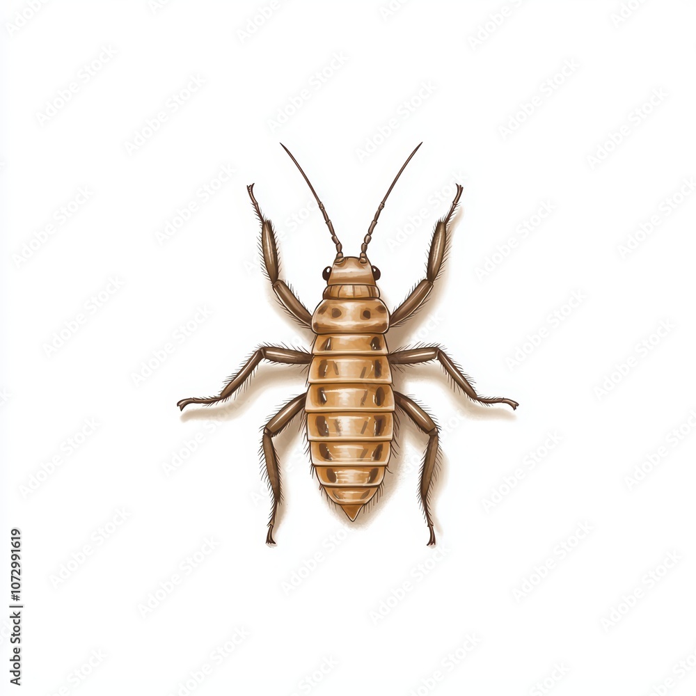 Close-up of a detailed, realistic insect illustration on a white isolated background. Close-up of a detailed, realistic insect illustration on a white isolated background.