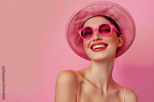 portrait of young charming african girl in pink neon light at black background