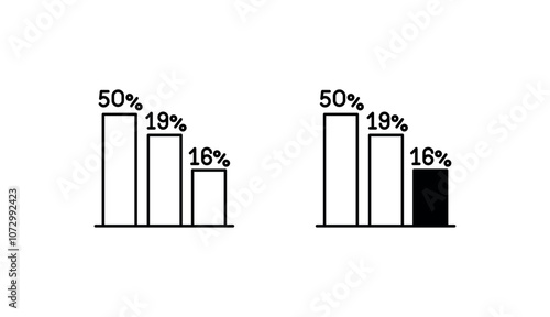 Voter Turnout Graph icon design with white background stock illustration