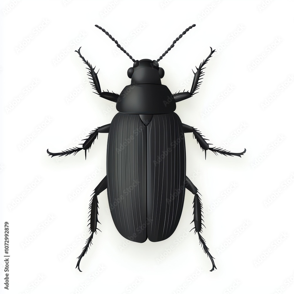 Detailed illustration of a black beetle on a white isolated background. Detailed illustration of a black beetle on a white isolated background.