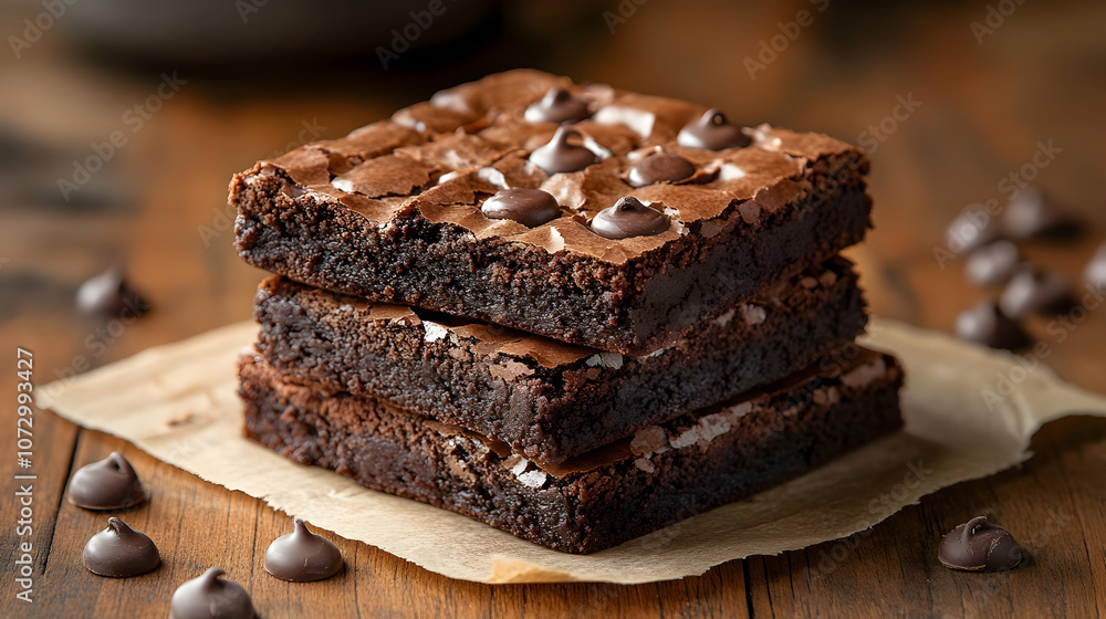 Chocolate Brownies with Chocolate Chips - Food Photography Chocolate Brownies with Chocolate Chips - Food Photography