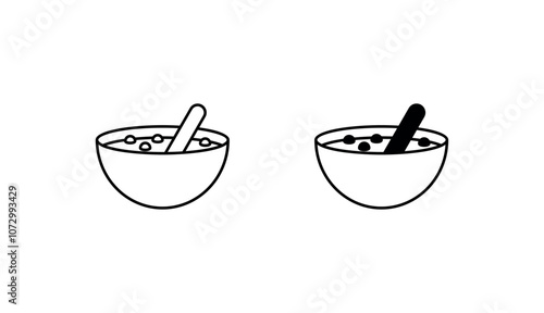 Oatmeal Bowl icon design with white background stock illustration