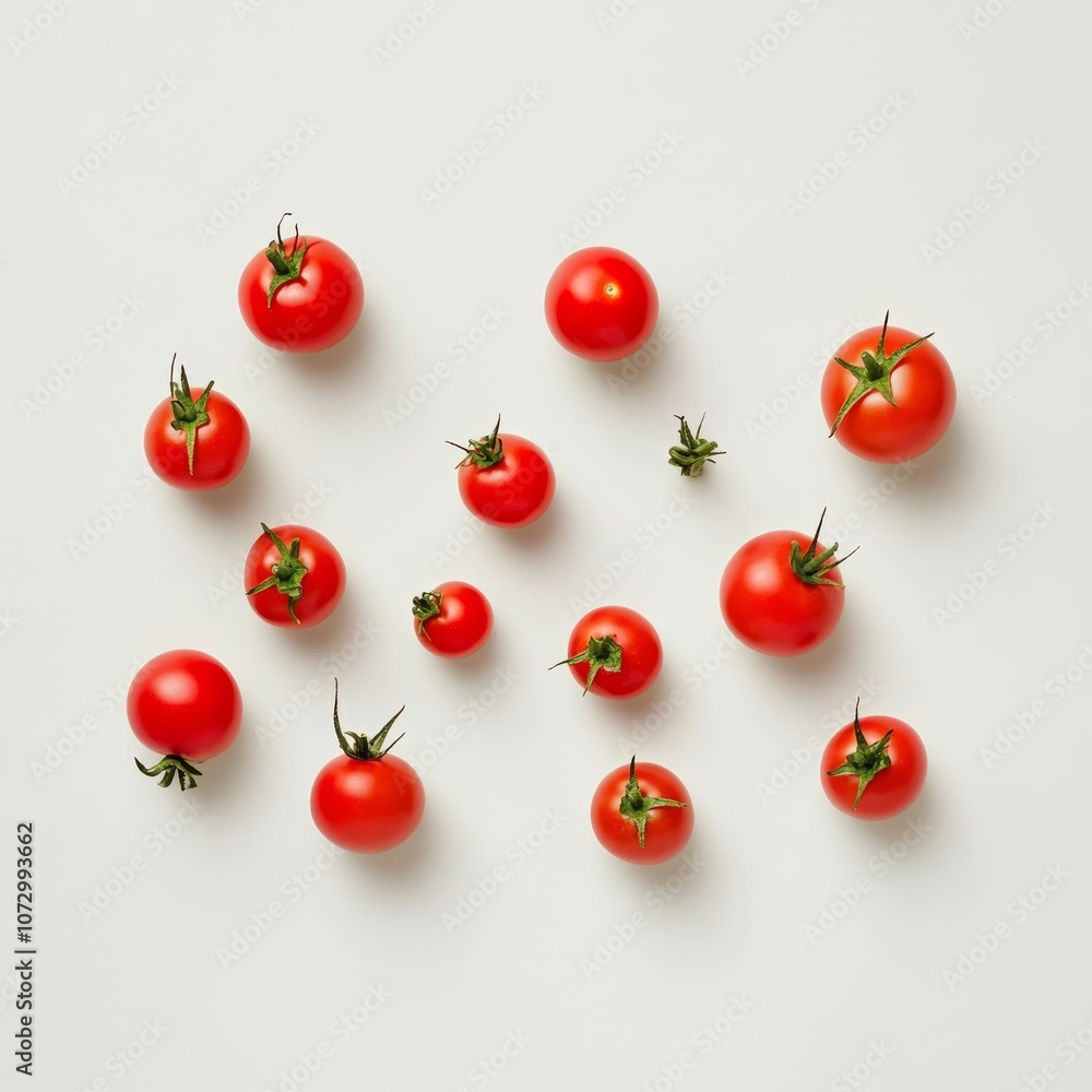 Small and large tomatoes on white Small and large tomatoes on white