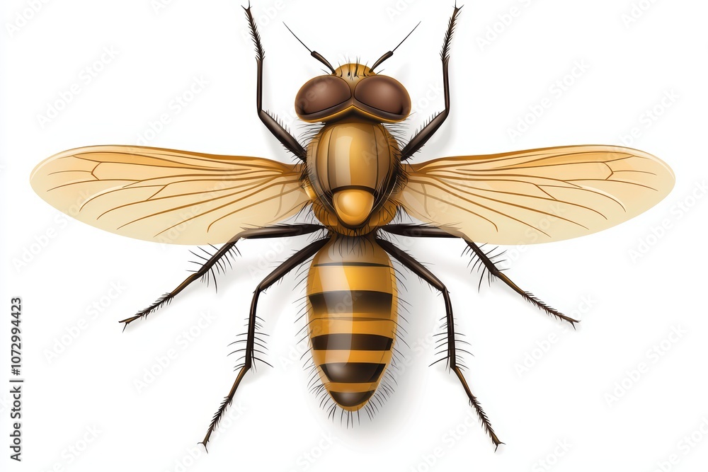 Illustration of a detailed honey bee on a white isolated background. Illustration of a detailed honey bee on a white isolated background.