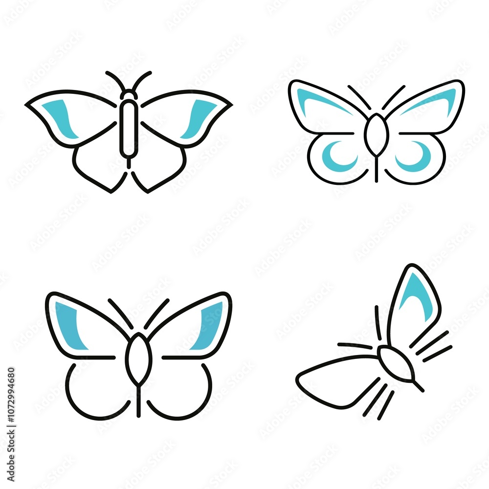 Sleek Butterfly Line Art Vectors Sleek Butterfly Line Art Vectors