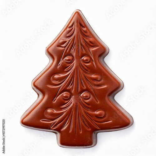 chocolade in shape christmase tree isolated on white background, studio shot photo