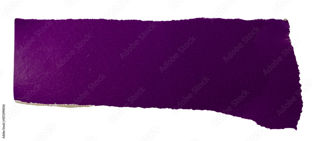 Isolated torn violet pieces of semi-matte paper with copy space on white background Isolated torn violet pieces of semi-matte paper with copy space on white background