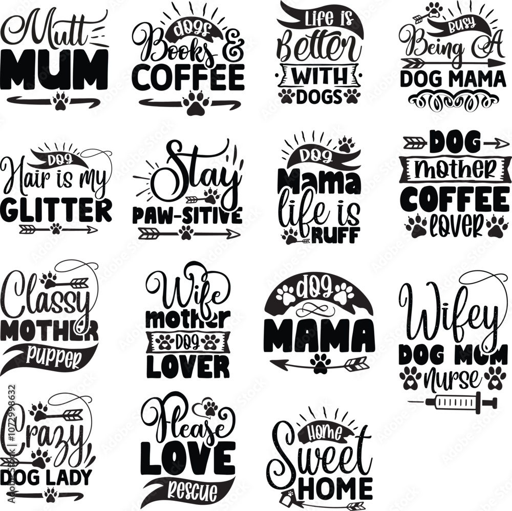 Fototapeta premium Dog SVG Design Bundle, Dog Quotes design