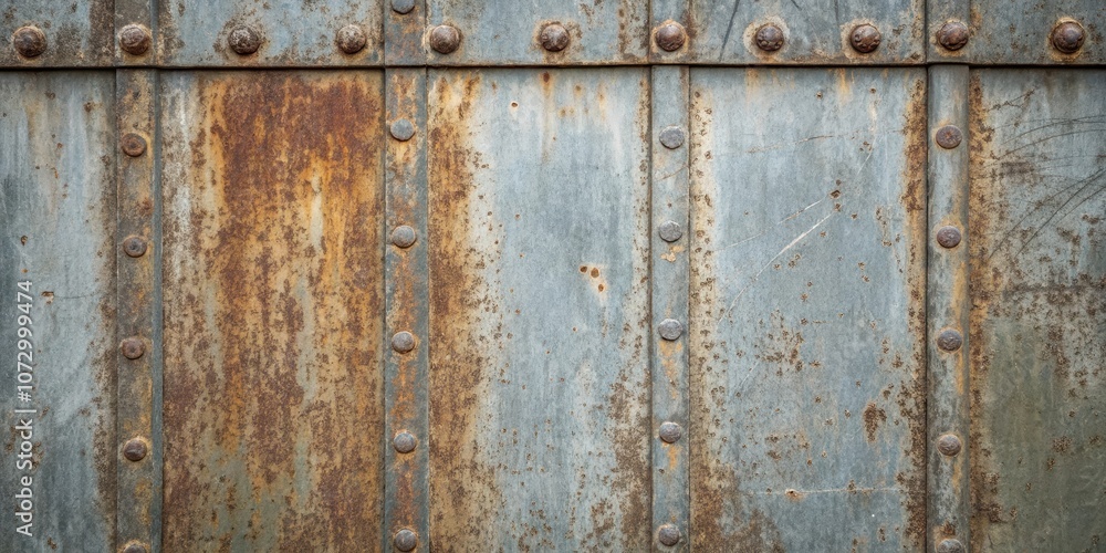 Rustic Metal Panel with Rust and Rivets, A Weathered Texture of Time and Industry Rustic Metal Panel with Rust and Rivets, A Weathered Texture of Time and Industry