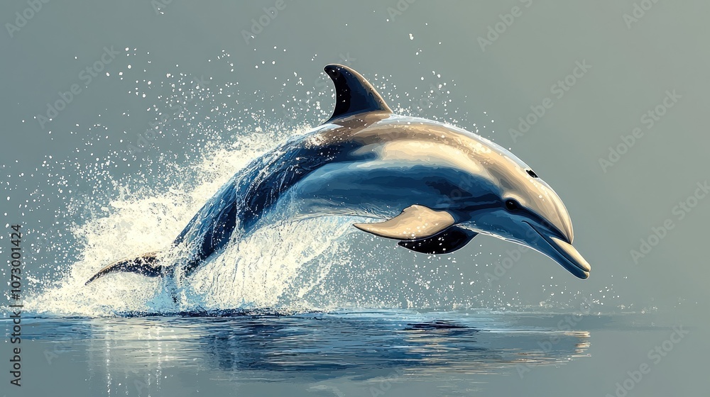 Fototapeta premium Dolphin Leaping Out of Water