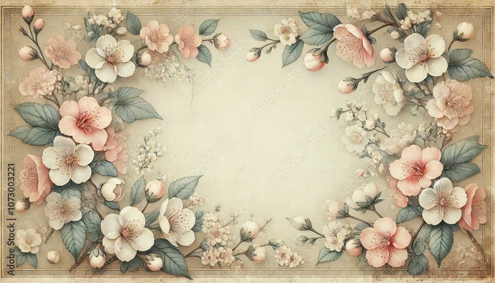 Obraz premium A soft vintage blossom background featuring light, pastel flowers